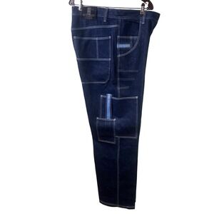 Urban Edge Indigo Baggy Wide Leg Relaxed Style Carpenter‎ Utility Jeans 36x33